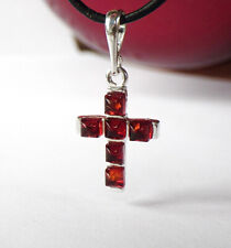 SCHMUCK-STCK Anhänger Kreuz BERNSTEIN  Stein Silber braun