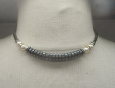 Luciana Bijoux – Damen Halskette Collier „Anthrazit & Perlen“ Modeschmuck (K5)