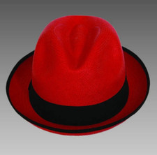 Original Panamahut rot Trilby - Handarbeit in Ecuador