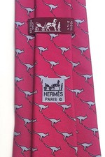 HERMÈS Paris orig. Vintage Krawatte 7258 MA 100% Seide pink Motiv Känguruh