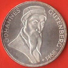 Deutschland -  5 DM -  500. Todestag von Johannes Gutenberg  - 1968 G  