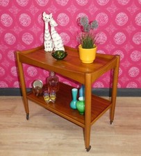 eleganter 60er Jahre TEAK Barwagen Servierwagen Beistelltisch auf Rollen vintage