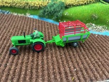 Traktor H0 Deutz mit Stroh Anhänger und Fahrer, Landwirtschaft, Landschaftsbau