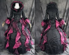 V-36 S/M/L/XL/XXL Victorian Gothic Lolita schwarz black Kostüm costume Kleid