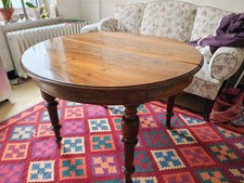 bildschöner, antiker, runder Kulissen Tisch auf Rollen, Esstisch, ausziehbar