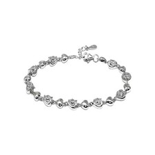 925/.Sterlingilber Herz  Armband Massiv Elegant Tennis Ketten Glieder Zirkonia