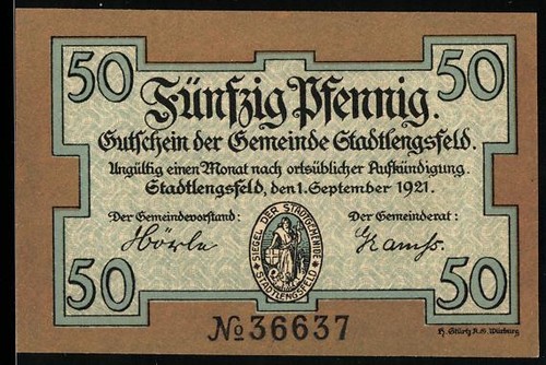 Notgeld stadtlengsfeld 1921 - stadtlengsfeld,