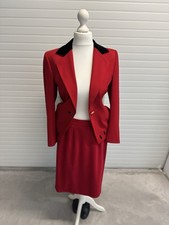 Business Set Kostüm Rot von Escada Schurwolle Gr. 34