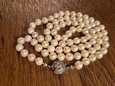  Antike Akoya Perlen Kette 835 Silber Steinbesatz Ca. 63 CM
