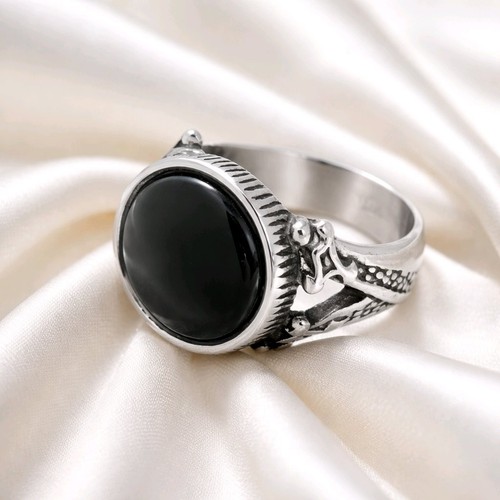 Schwarzer onyx siegelring - schwarzer,