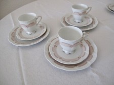 3x Hutschenreuther Viktoria Verbena Kuchen Kaffee Frühstück Gedecke Service Rosa