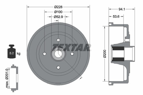 Textar bremstrommel - 2x,