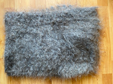 Schal Damen Winter Angora Ziege Mohair dick  120x120 Beige-Grau Lochmuster Neu