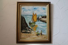 Fischer in der Bretagne - signiert Impressionismus Frankreich Boote Küste Meer