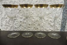 4 edle , alte Kristallgläser , 4 Weingläser mit verziertem Goldrand