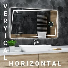 BERLIN Badspiegel mit LED Beleuchtung mit SCHMINKSPIEGEL LED UHR + TOUCH A09