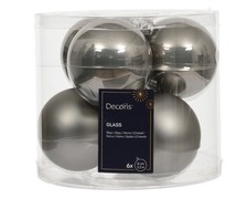 6 Weihnachtskugeln 8cm Glas