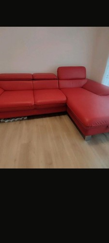 Kunst leder eck couch rot - kunst-leder,