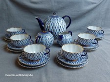 Lomonosov Kobaltnetz UdSSR Porzellan Service Teeservice 22 Teilig