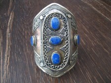 prächtiger Statement Berber Armreif Ethno Boho Handarbeit Lapislazuli 10 cm brei