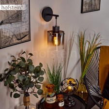  Wand Lampe Rauchglas Wohn Schlaf Zimmer Beleuchtung Flur Leuchte schwarz modern