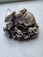 Figur Ratte Mit Babys *(CHINA) METALL..Silberfarbe 