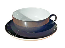 Arzberg Teetasse m. UT  Teaworld TUNIS Rio schwarz  Design Ulrike Bögel 80er J.