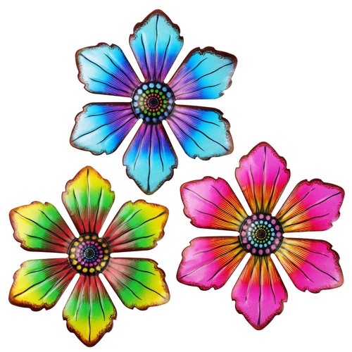 Metall blumen wanddeko 3er - metall,
