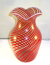 Große alte Fadenglas Vase -