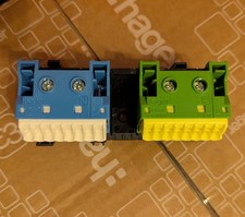 Hager PE + N Schraubleiste 3 Loch 1 x 2-fach blau weiß +1 x 2-fach gelb/grün