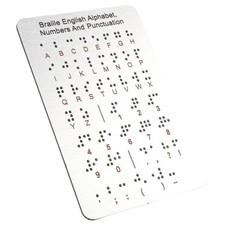 Brailleschrift Lerntafel Aluminium Metall Buchstaben Zahlen und Satzzeichen