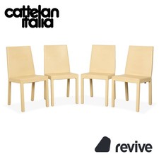 4er Garnitur Cattelan Italia Leder Stuhl Creme Elfenbein Butteryellow