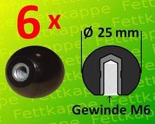 6 x Kugelknopf M6 Ø25mm