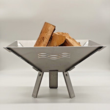 Feuerschale Fenit Welle Steckbar mit Fuss Edelstahl Feuerkorb, Feuerschalen