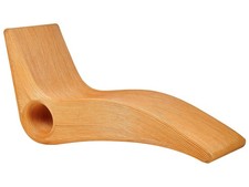 Gartenliege Rattan hellbraun gewellt Körperform mit Fach Wellnessliege Airole