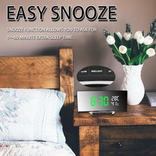 LED Mirror Digital Clock w/