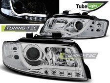 Light Tube Scheinwerfer Audi A4 8E B6 Bj. 2001-2004 chrom LED Tagfahrlicht Optik