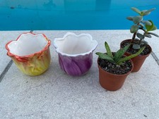 2 x dekorative Blumentöpfe Übertöpfe ++ Bütenform, Keramik glasiert