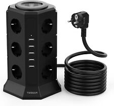 12 Fach Steckdosenleiste Mehrfachsteckdose Überspannungsschutz mit 5 USB 2M Kabe