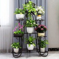 Blumenständer Metall Schwarz Pflanzenständer Pflanzentreppe Balkon Regal 5-Typen