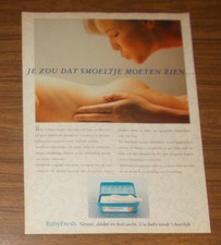 Seltene Werbung vintage BABY FRESH Feuchttücher 1993