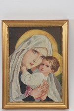 N92S24- Gemälde Maria mit Jesuskind verso undeutlich signiert und datiert (19)37