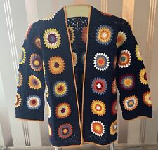 Gehäkelte Bunte Jacke Patchwork Stil Oma Quadrate Wolle