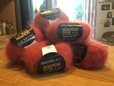 BOUTON D‘OR: französische Langhaar Angora, 7 x 25g, Bordeaux-rot, RARITÄT!!