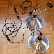 Skandinavisches Design Klemmlampe Hängelampe Alu Holz Schirm E27 Vintage 80er