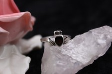 Irischer Claddagh Silberring Ring Rauchquarz Silber 925 Größe 49 (15,6 mm)