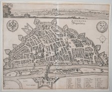 Regensburg Merian Original Kupferstich aus Topographia Bavariae 1644