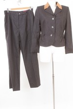 Renée Gedon Hosenanzug Gr. DE 38 Wolle Stretch Anthrazit Samtkragen