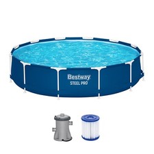 Bestway® Steel Pro™ Frame Pool Set mit Filterpumpe Ø 366 x 76 cm, dunkelblau