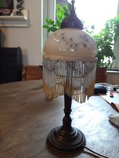 Tischleuchte Stehlampe Bronze Glasschirm Blumen Glasbehang Jugendstil Frankr.?